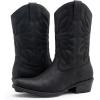 GLOBALWIN Square Toe Black Cowboy Boots For Women Cowgirl Western Boots With Low Heel Size 10M(Black)