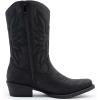 GLOBALWIN Square Toe Black Cowboy Boots For Women Cowgirl Western Boots With Low Heel Size 10M(Black)