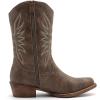 GLOBALWIN Square Toe Black Cowboy Boots For Women Cowgirl Western Boots With Low Heel Size 10M(Brown)