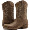GLOBALWIN Square Toe Black Cowboy Boots For Women Cowgirl Western Boots With Low Heel Size 10M(Camel)