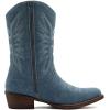GLOBALWIN Square Toe Black Cowboy Boots For Women Cowgirl Western Boots With Low Heel Size 10M(Denim Blue)