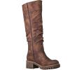 GLOBALWIN Women’s Chunky Low Heels Boots Knee High Boots For Women(19yy15 Brown)