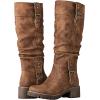GLOBALWIN Women’s Chunky Low Heels Boots Knee High Boots For Women(19yy15 Camel)