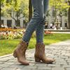 GLOBALWIN Women’s Cowgirl Boots Ankle Brown Cowboy Boots With Embroidered Stitching Low Heel Comfortable Western Boots For Country Outfits(25yy04 Camel)