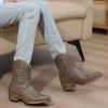 GLOBALWIN Women’s Mid Calf The Western Cowboy Boots Fashion Cowgirl Boots For Women Low Heel(25yy01brown)