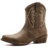 GLOBALWIN Women’s Mid Calf The Western Cowboy Boots Fashion Cowgirl Boots For Women Low Heel(Camel)
