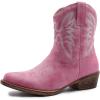 GLOBALWIN Women’s Mid Calf The Western Cowboy Boots Fashion Cowgirl Boots For Women Low Heel(Pink)