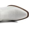 GLOBALWIN Women’s Mid Calf The Western Cowboy Boots Fashion Cowgirl Boots For Women Low Heel(White)