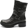 GLOBALWIN Lace up Mid Calf Motorcycle Fashion Festival Boots Combat Riding Military Boots for Women(19yy19 Silver Distressed)
