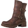 GLOBALWIN Lace up Mid Calf Motorcycle Fashion Festival Boots Combat Riding Military Boots for Women(19yy19brown)