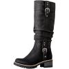 GLOBALWIN Women’s Chunky Low Heels Boots Knee High Boots For Women(19yy15 Black)