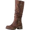 GLOBALWIN Women’s Chunky Low Heels Boots Knee High Boots For Women(19yy15 Brown)
