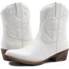 GLOBALWIN Women’s Mid Calf The Western Cowboy Boots Fashion Cowgirl Boots For Women Low Heel(White)