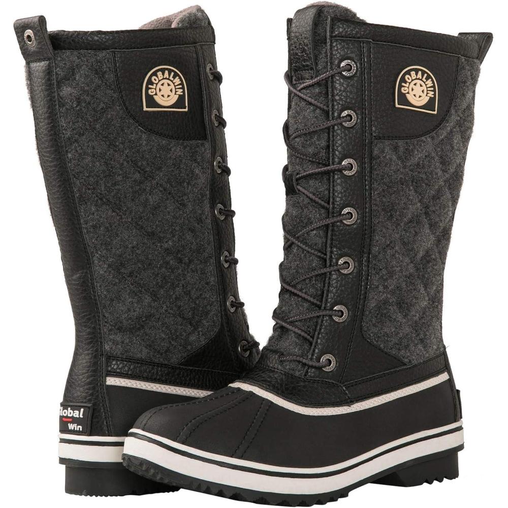 imageGLOBALWIN Womens Mid Calf Winter Snow Boots1907blackGrey