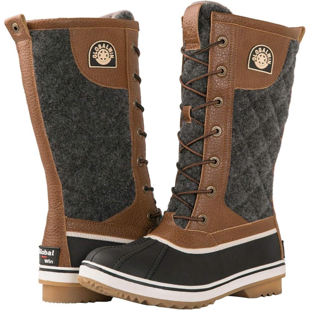 imageGLOBALWIN Womens Mid Calf Winter Snow Boots1907brownGrey