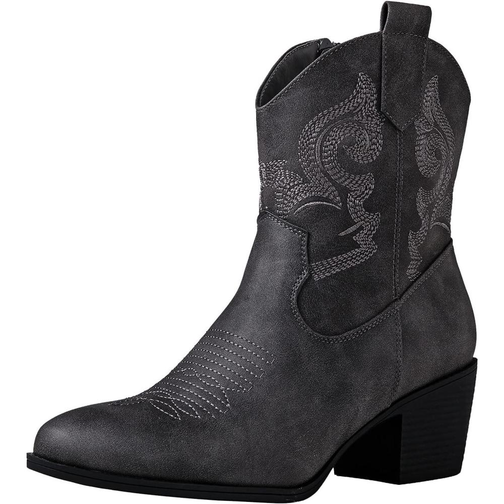 imageGLOBALWIN Womens The Western Wear Fashion Cowboy Cowgirl Free Birds Country Concert Disco Outfits Low Heel Walking Boots For Ladies19yy16 Grey