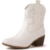 GLOBALWIN Women’s The Western Wear Fashion Cowboy Cowgirl Free Birds Country Concert Disco Outfits Low Heel Walking Boots For Ladies(19yy16 White)