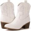 GLOBALWIN Women’s The Western Wear Fashion Cowboy Cowgirl Free Birds Country Concert Disco Outfits Low Heel Walking Boots For Ladies(19yy16 White)