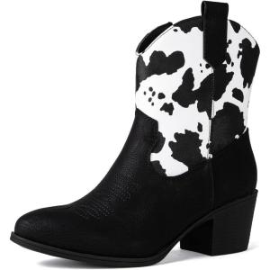 GLOBALWIN Women’s The Western Wear Fashion Cowboy Cowgirl Free Birds Country Concert Disco Outfits Low Heel Walking Boots For Ladies(19yy16 Cow1)