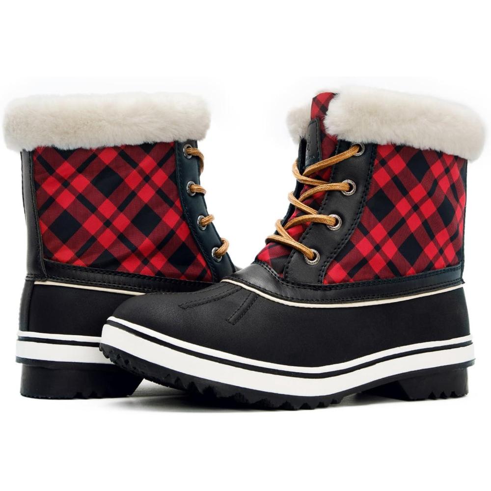 imageGLOBALWIN Womens 1727 Waterproof Snow Boots 9 M US Womens 1727BLACKRED