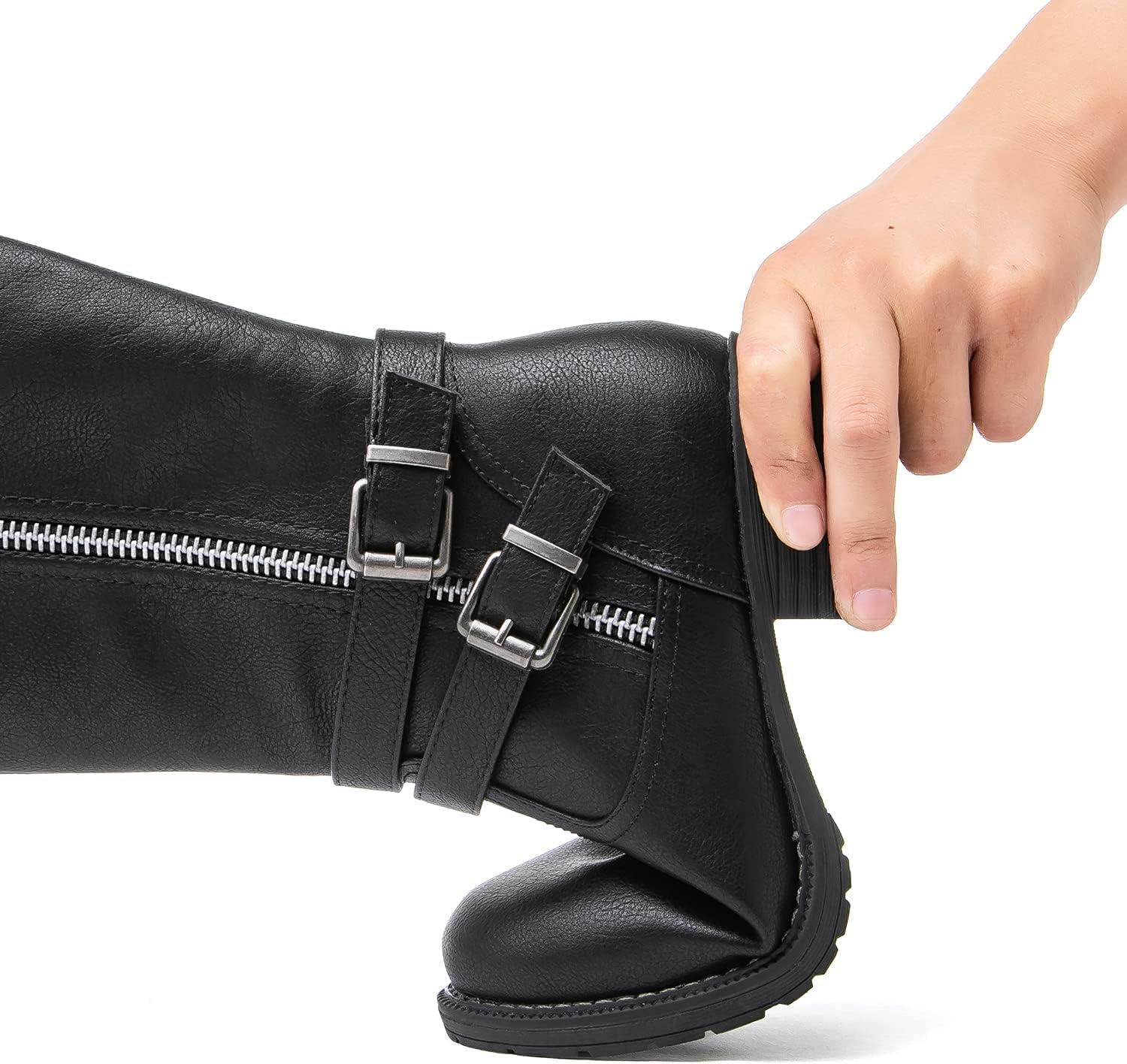 imageGLOBALWIN Womens Knee High Boots Fashion Comfortable Riding Boots For Women Low Heel16yy25black