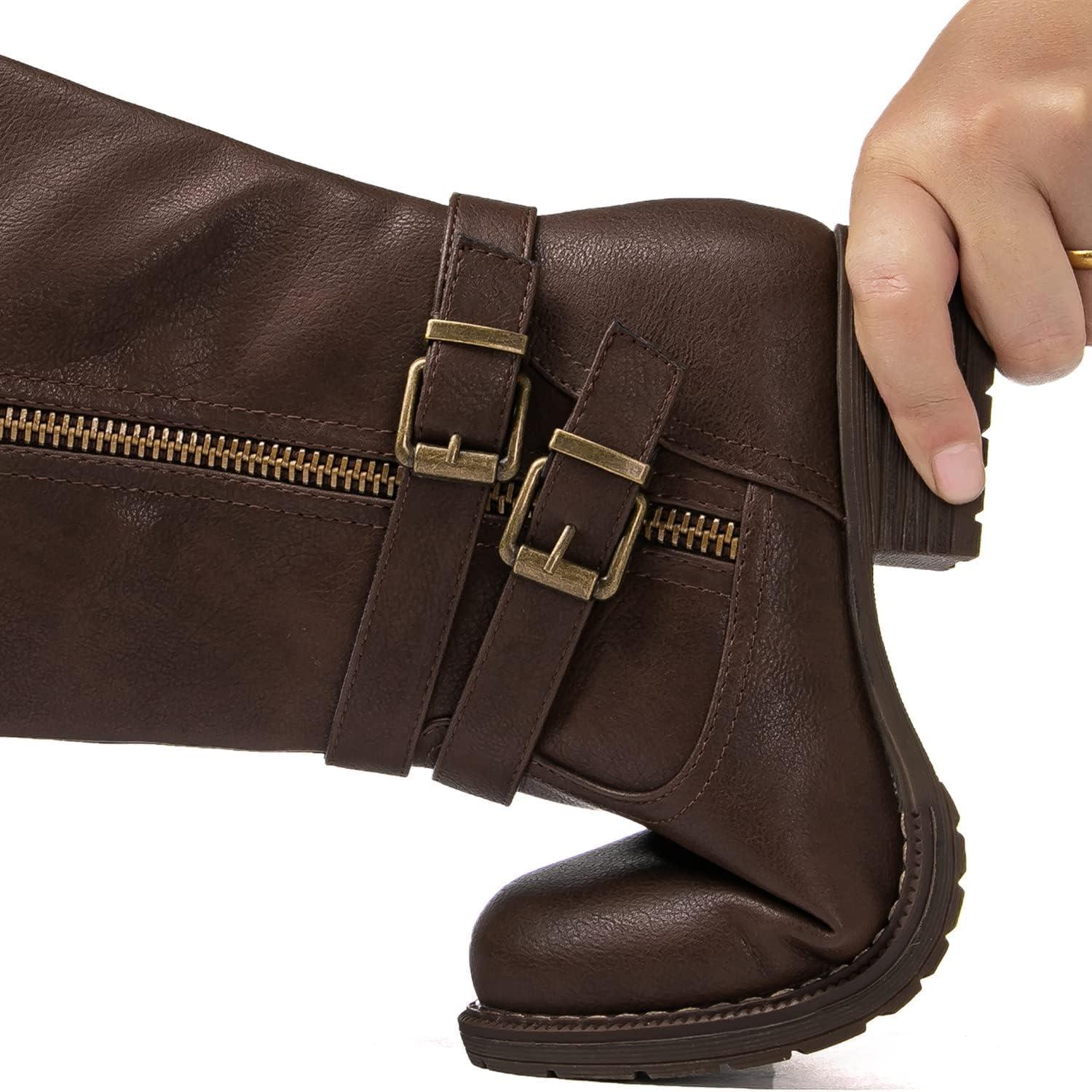 imageGLOBALWIN Womens Knee High Boots Fashion Comfortable Riding Boots For Women Low Heel16yy25brown