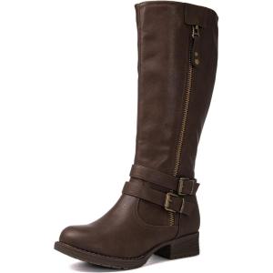 GLOBALWIN Women’s Knee High Boots Fashion Comfortable Riding Boots For Women Low Heel(16yy25brown)