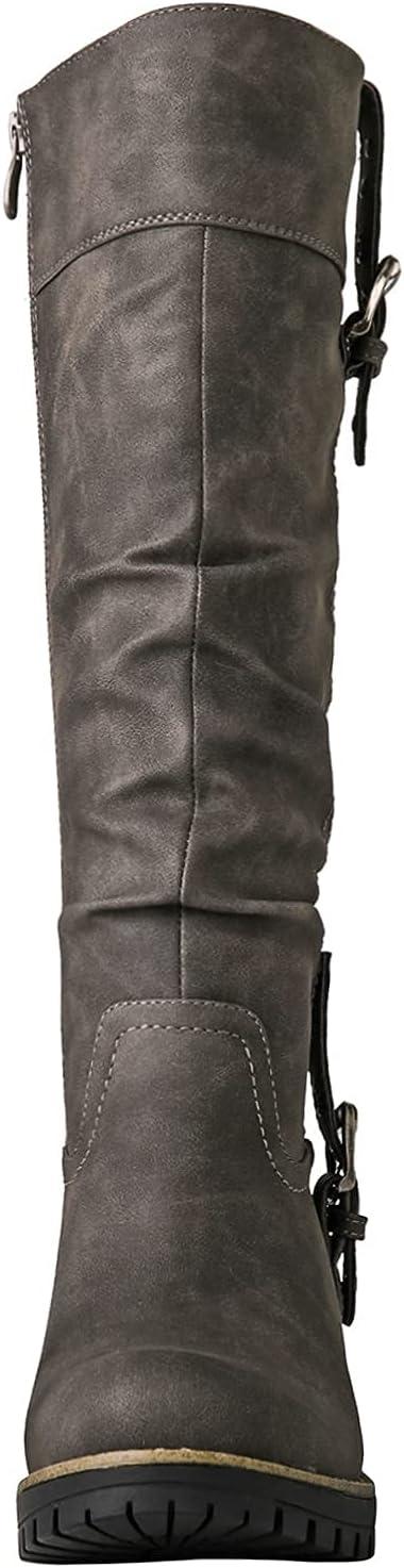imageGLOBALWIN Womens Chunky Low Heels Boots Knee High Boots For Women19yy15 Grey