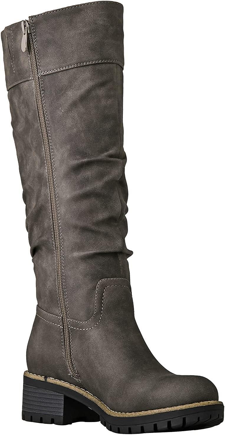 imageGLOBALWIN Womens Chunky Low Heels Boots Knee High Boots For Women19yy15 Grey