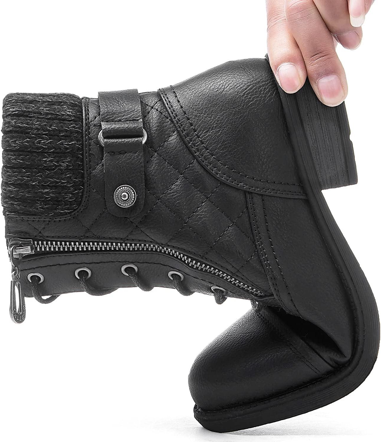 imageGLOBALWIN Womens Ankle Booties Fashion Combat Boots Fall Boots For Women Comfortable Low Heel2121black