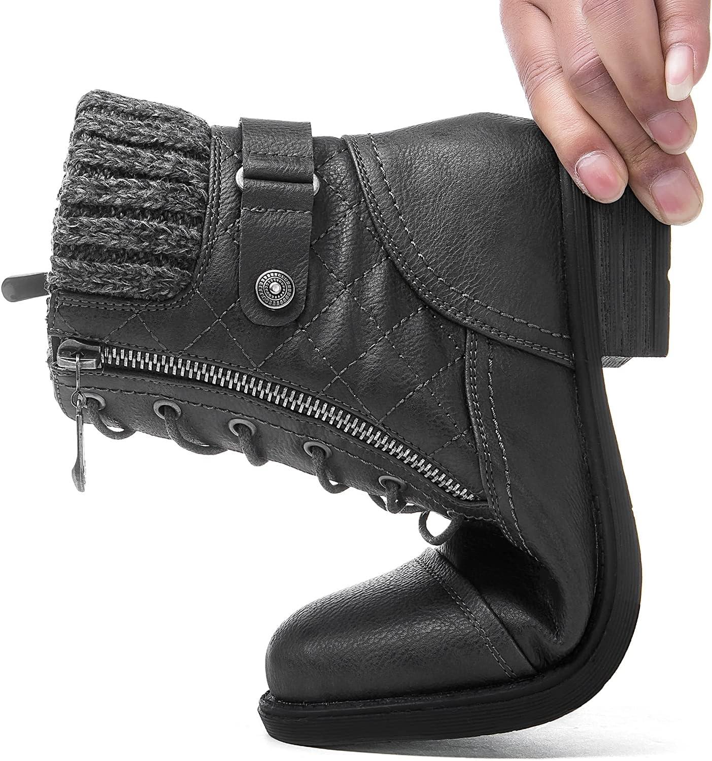 imageGLOBALWIN Womens Ankle Booties Fashion Combat Boots Fall Boots For Women Comfortable Low Heel2121grey