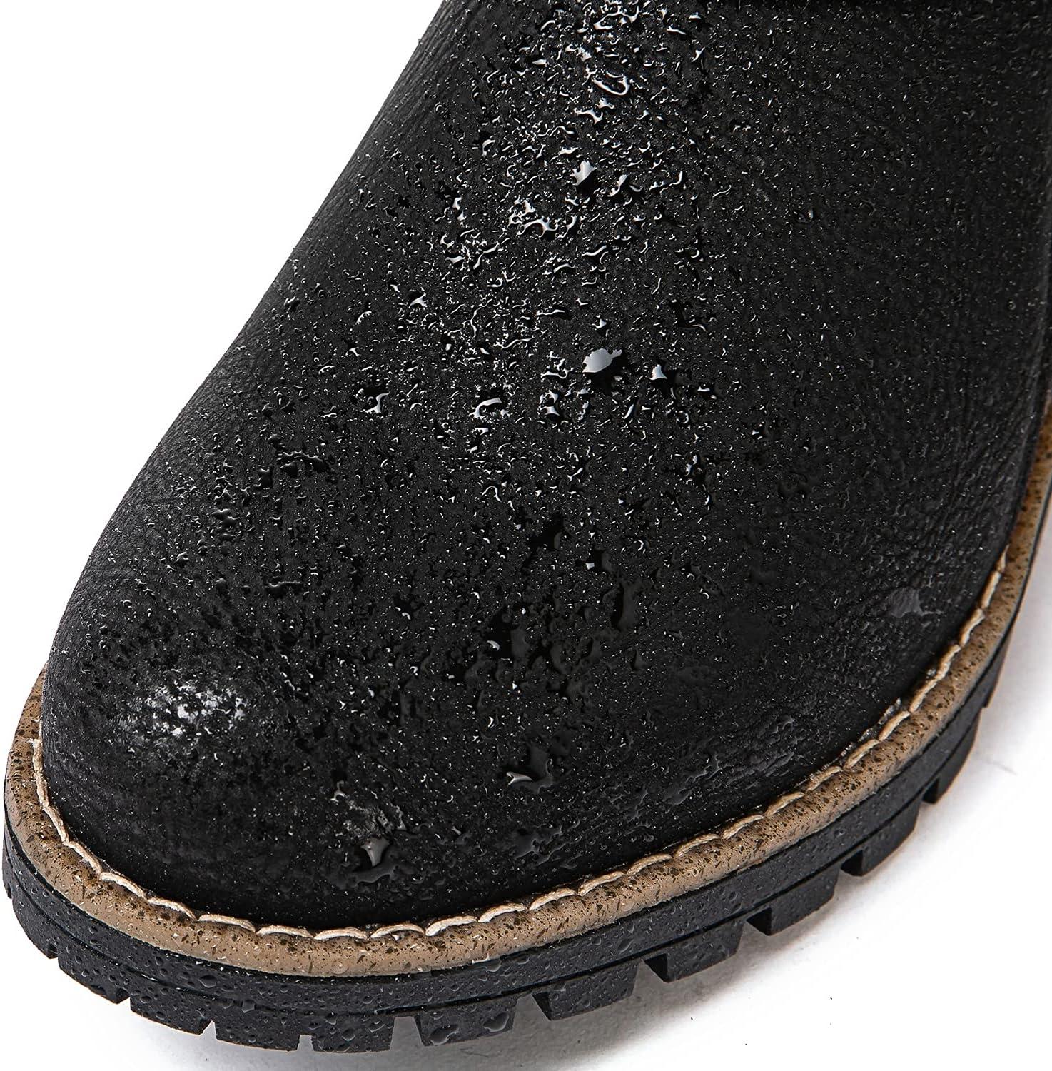 imageGLOBALWIN Womens Ankle Boots For Women Faux Fur Lined Winter Moto Boots Ankle Booties With Adjustable Double Buckles21yy07black