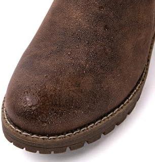 imageGLOBALWIN Womens Ankle Boots For Women Faux Fur Lined Winter Moto Boots Ankle Booties With Adjustable Double Buckles21yy07brown