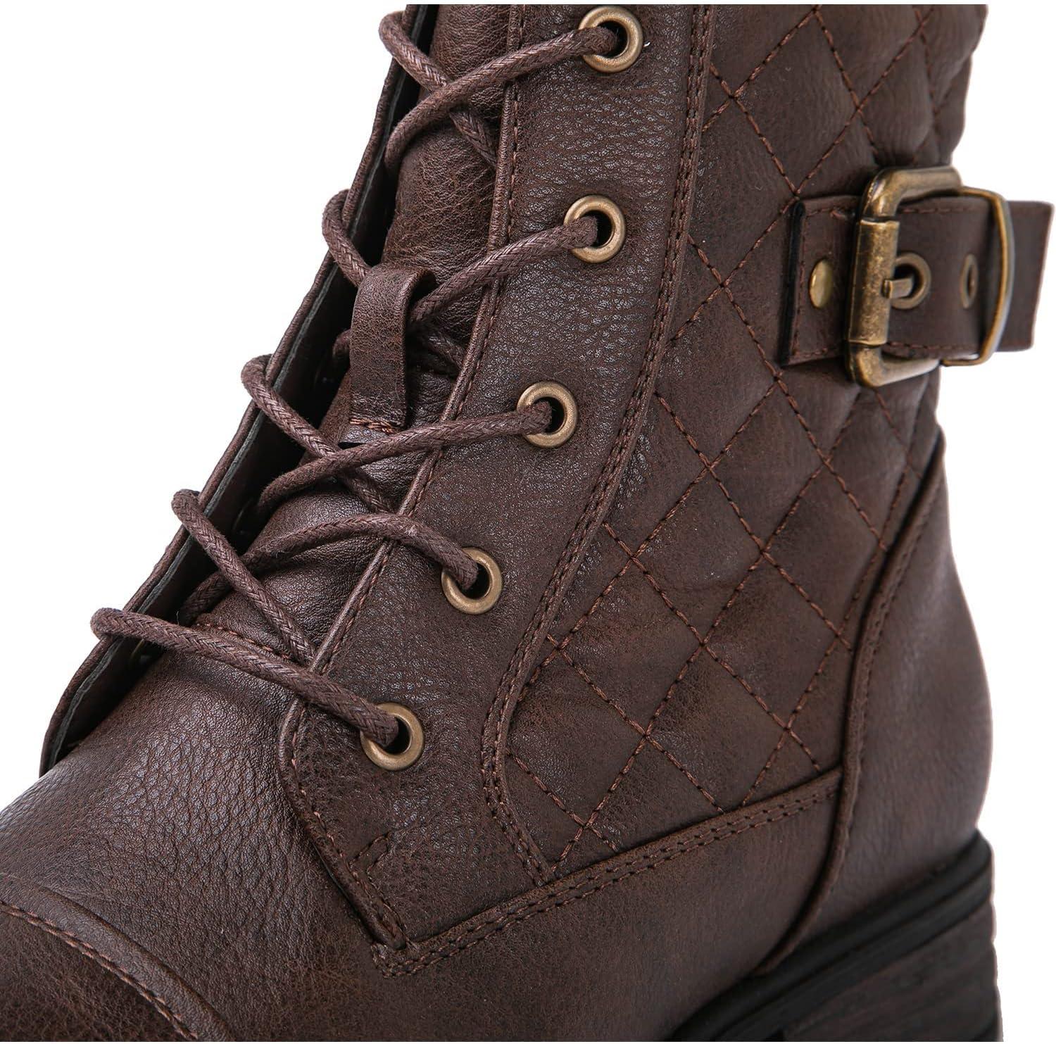 imageGLOBALWIN Womens Combat Boots Ankle Booties Fashion Comfortable Boots For Women21yy03 Brown