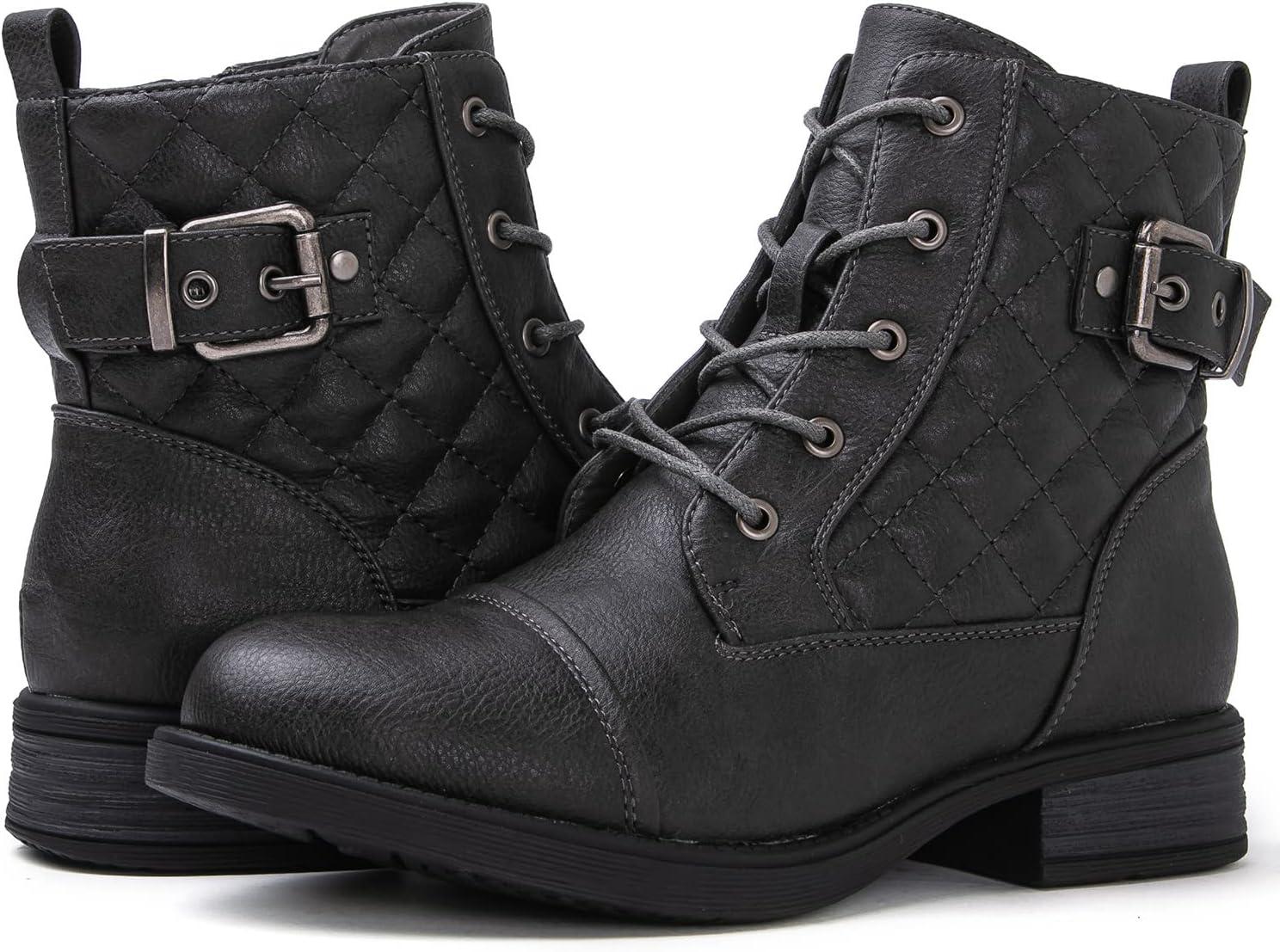 imageGLOBALWIN Womens Combat Boots Ankle Booties Fashion Comfortable Boots For Women21yy03 Grey
