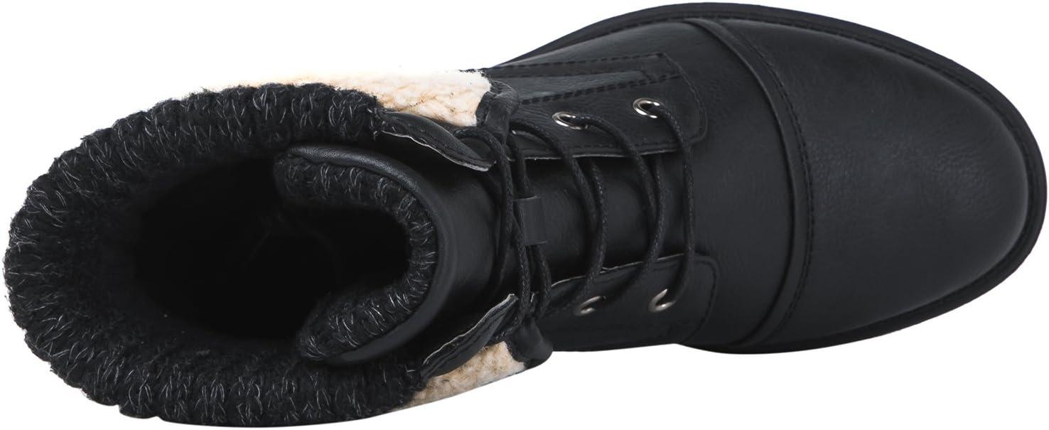 imageGLOBALWIN Womens Combat Boots Dressy Lace Up Ankle Boots For Women Low Heel1815black