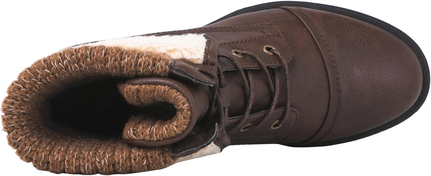 imageGLOBALWIN Womens Combat Boots Dressy Lace Up Ankle Boots For Women Low Heel1815brown
