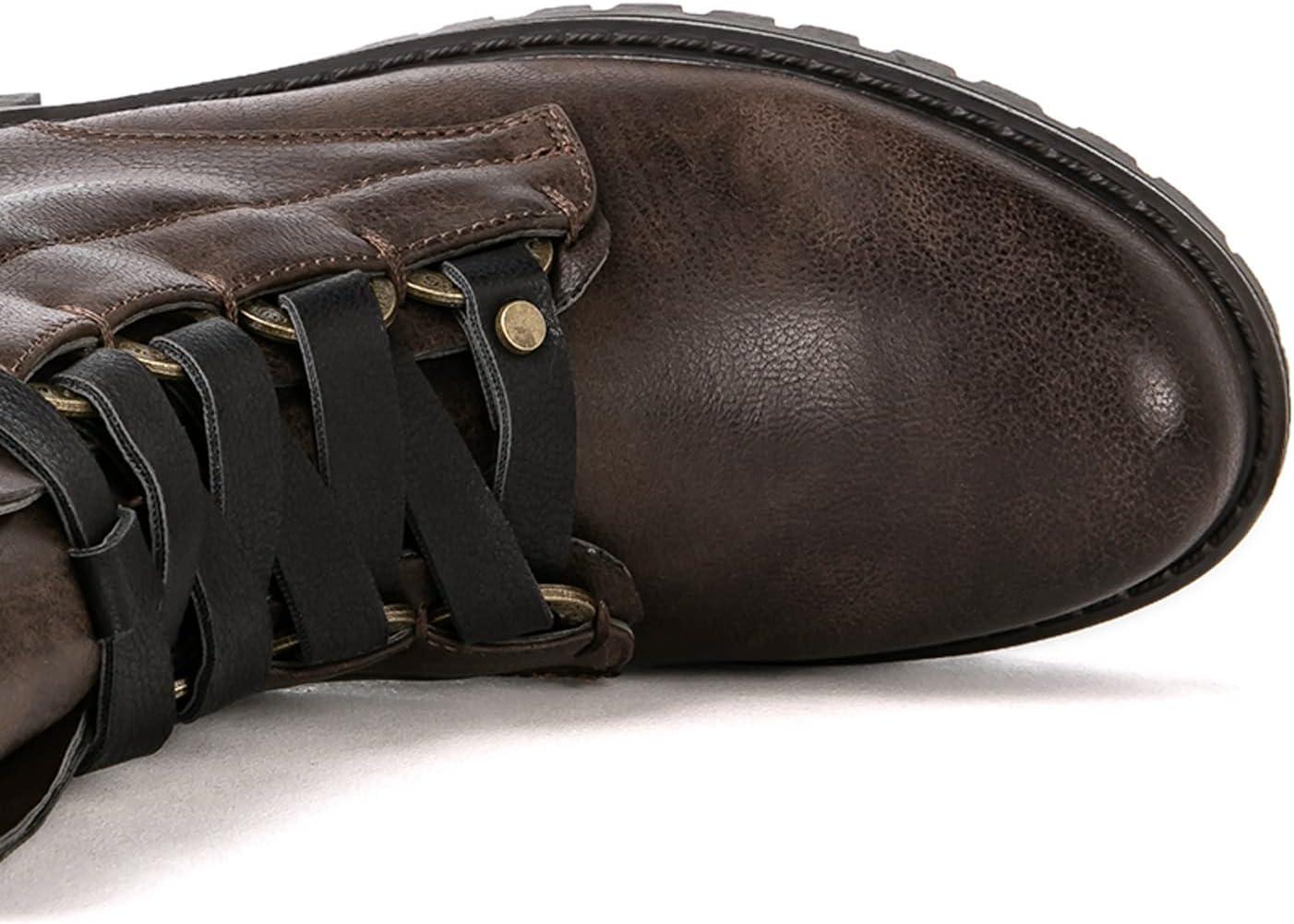 imageGLOBALWIN Womens Combat Boots Lace Up Boots For Women Ankle Booties For Women Low Heel22yy03 Brown