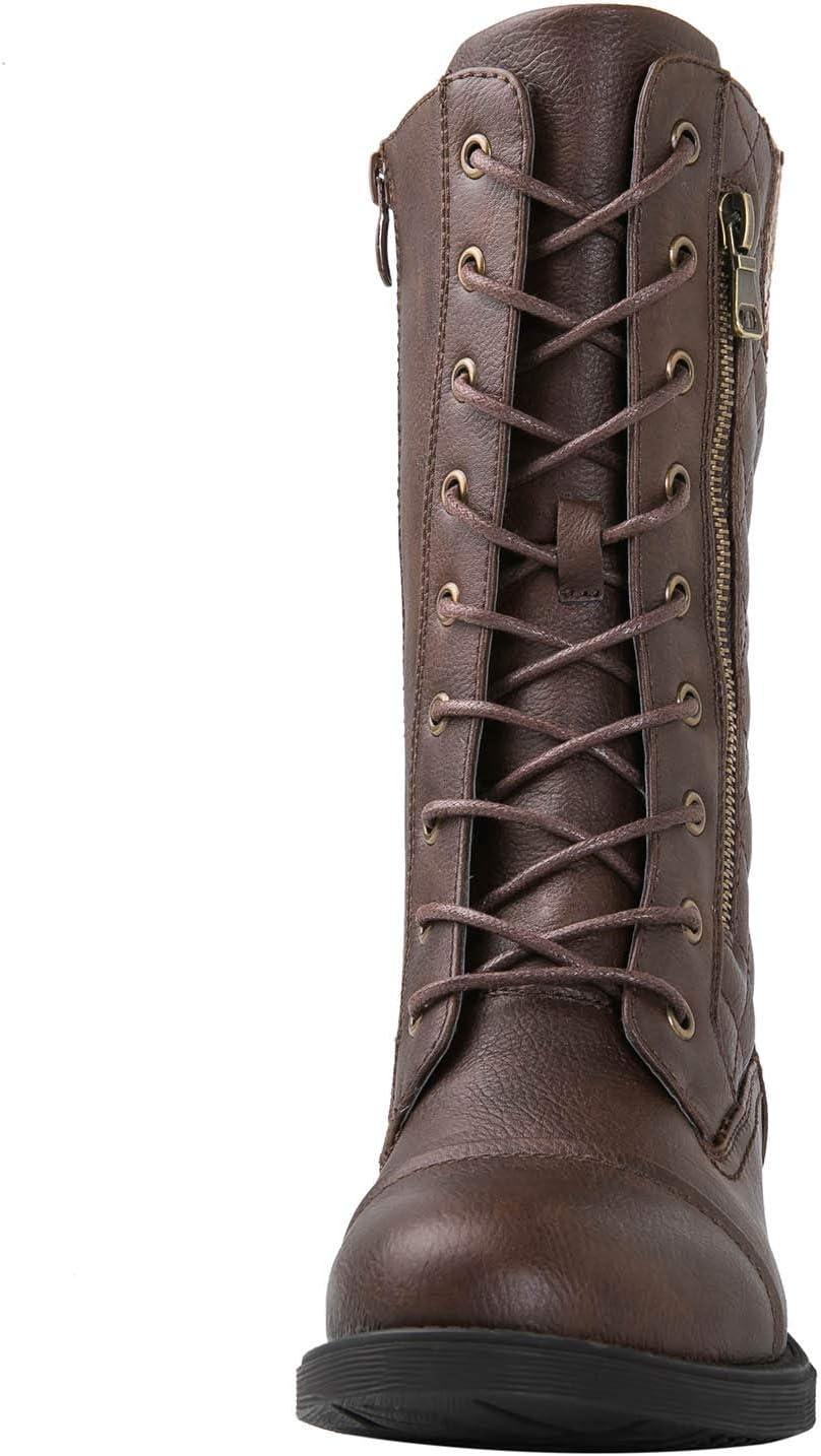 imageGLOBALWIN Womens Fashion Low Heels Lace Up Ankle Boots1842 Brown
