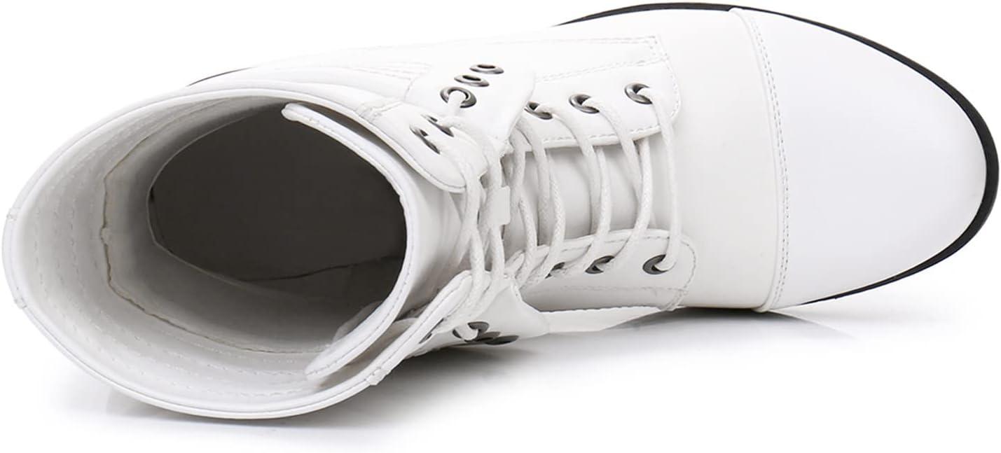 imageGLOBALWIN Womens Fashion Low Heels Lace Up Ankle Boots22yy06 White