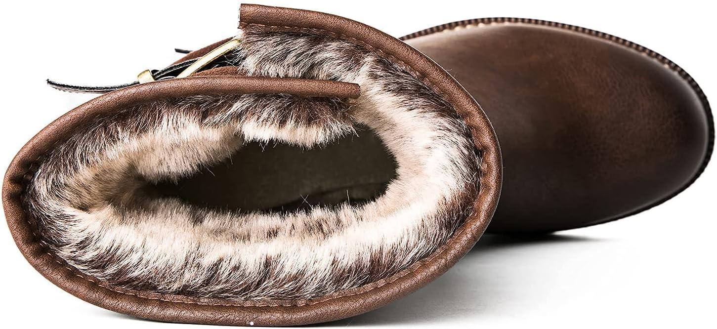 imageGLOBALWIN Womens Fur Booties Fashion Combat Ankle Boots For Women17yy12brown