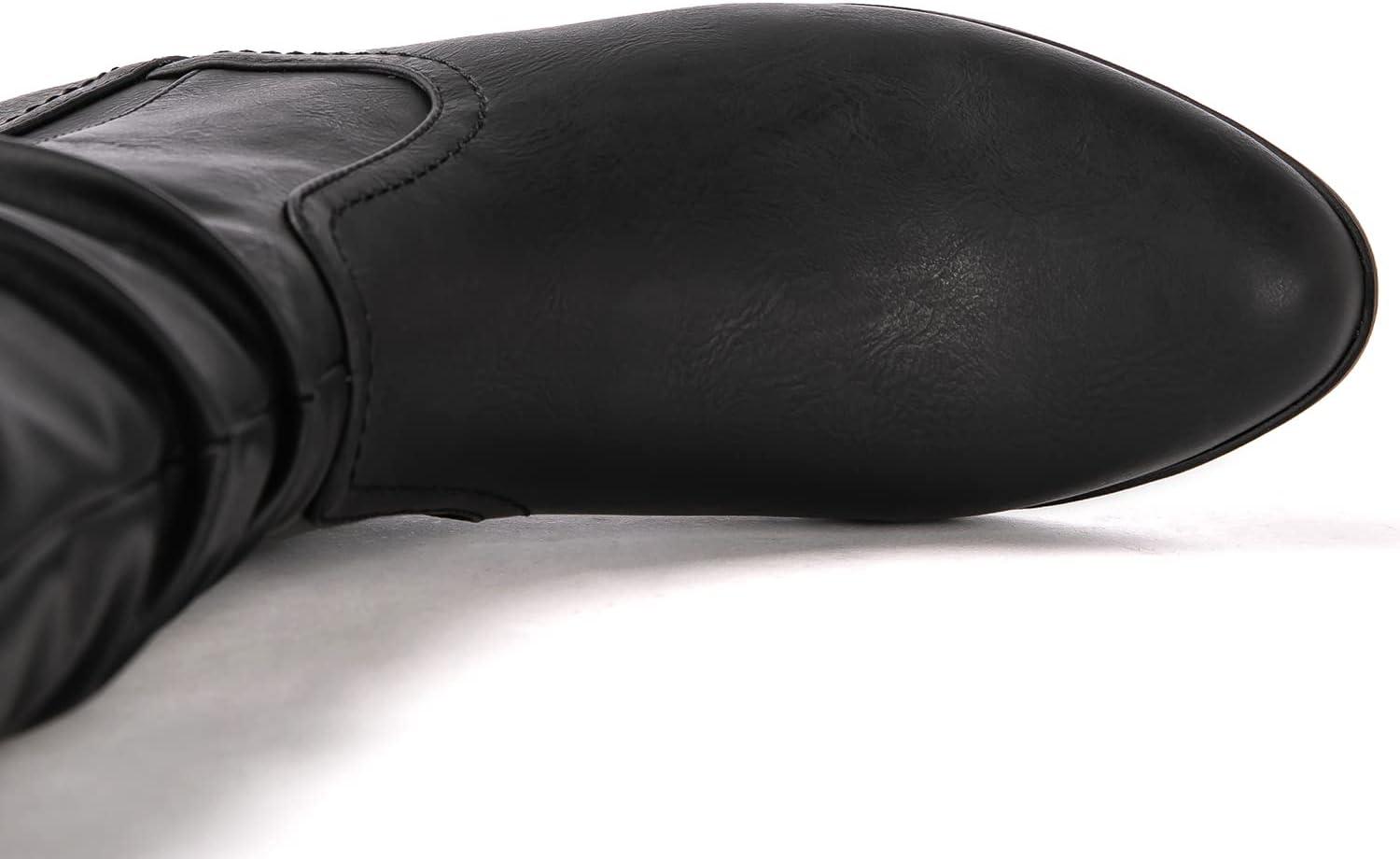 imageGLOBALWIN Womens KneeHigh Fashion Boots Wide Calf Flat Dressy Fall Winter Fashion Boots For Women22yy01 Black