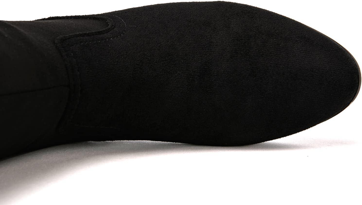 imageGLOBALWIN Womens KneeHigh Fashion Boots Wide Calf Flat Dressy Fall Winter Fashion Boots For WomenBlack