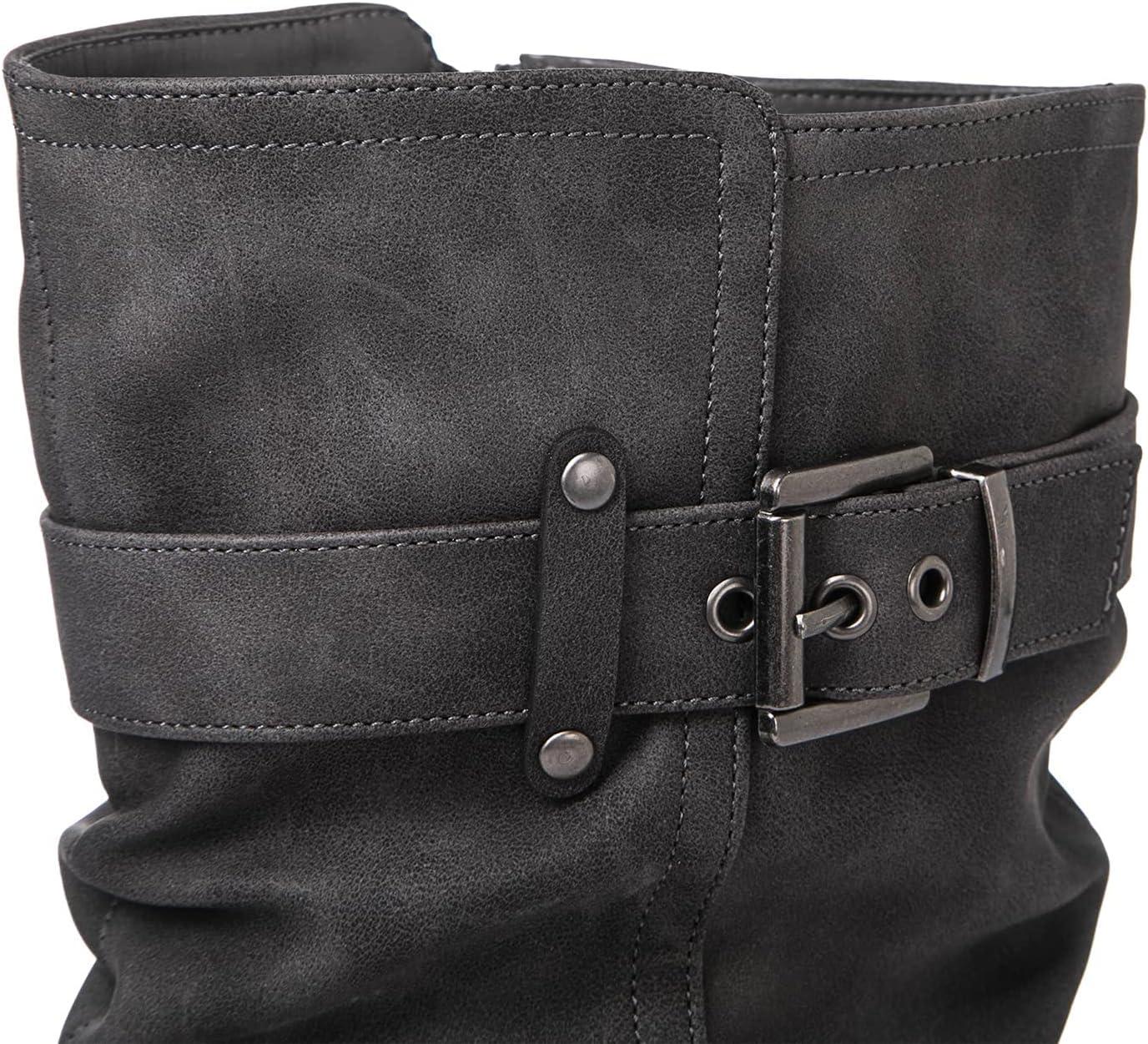 imageGLOBALWIN Womens Mid Calf Dress Boots Biker Motorcycle Riding Boots Women For Women21yy08grey