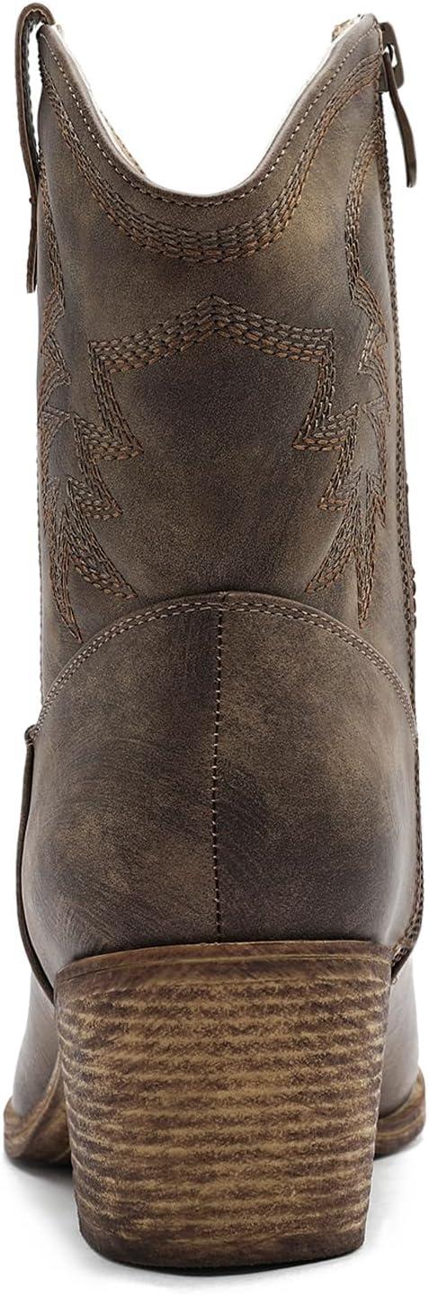 imageGLOBALWIN Womens Mid Calf The Western Cowboy Boots Fashion Cowgirl Boots For Women Low Heel22yy10 Brown 1