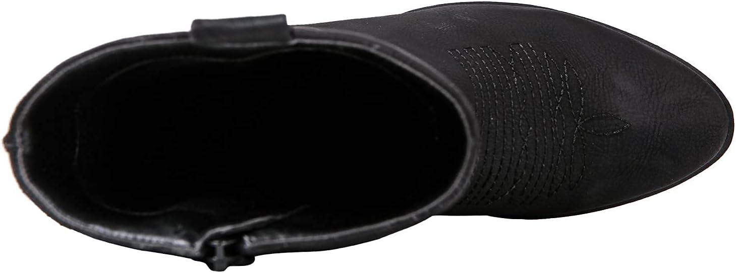 imageGLOBALWIN Womens Mid Calf The Western Cowgirl Boots Fashion Cowboy Boots For Women Chunky Low Heel19yy17black