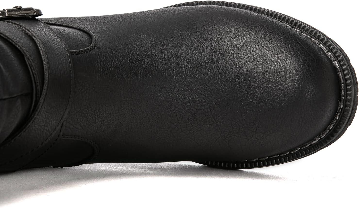 imageGLOBALWIN Womens Motorcycle Boots Mid Calf Boots Low Heels22yy05 Black