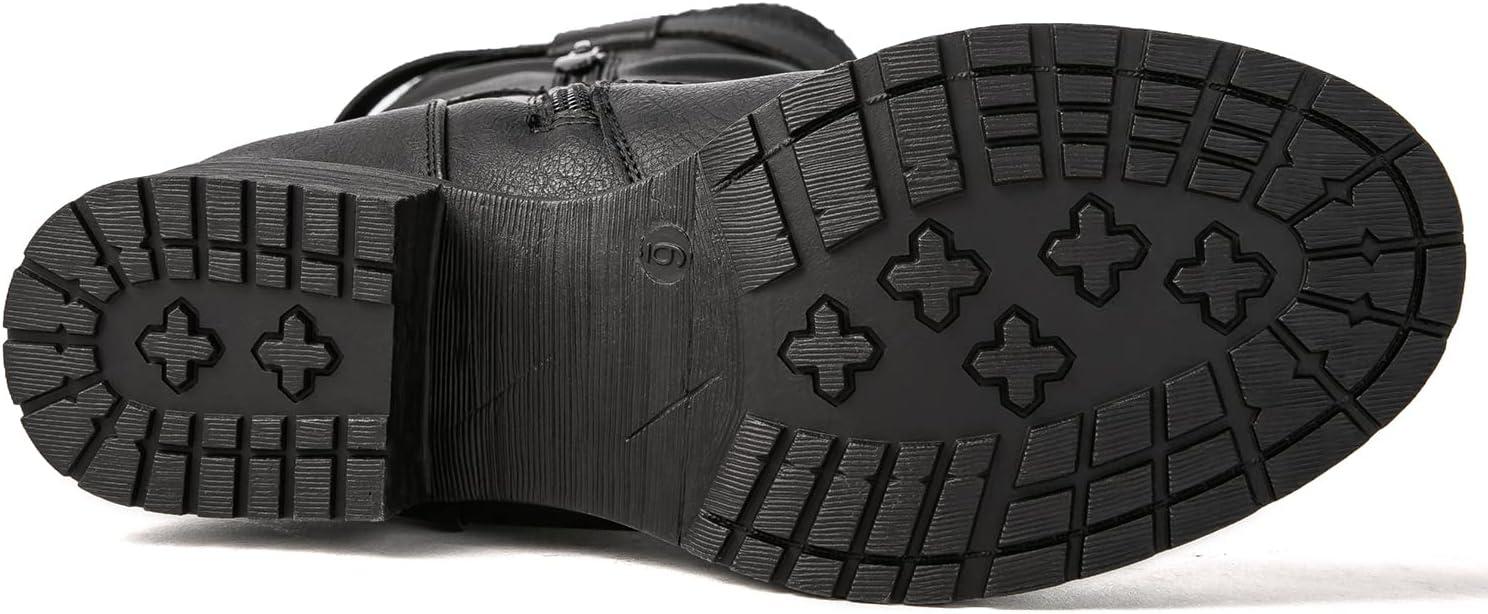 imageGLOBALWIN Womens Motorcycle Boots Mid Calf Boots Low Heels22yy05 Black
