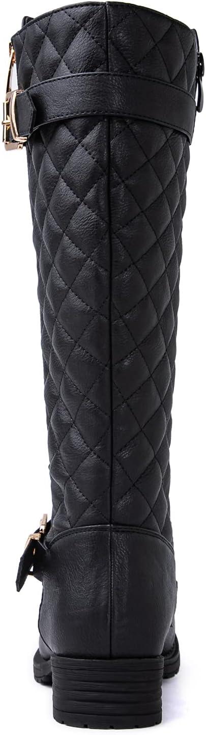 imageGLOBALWIN Womens Quilted Knee High Boots Low Heel Comfortable Fashion Dressy Riding Boots For Women19yy03 Black2