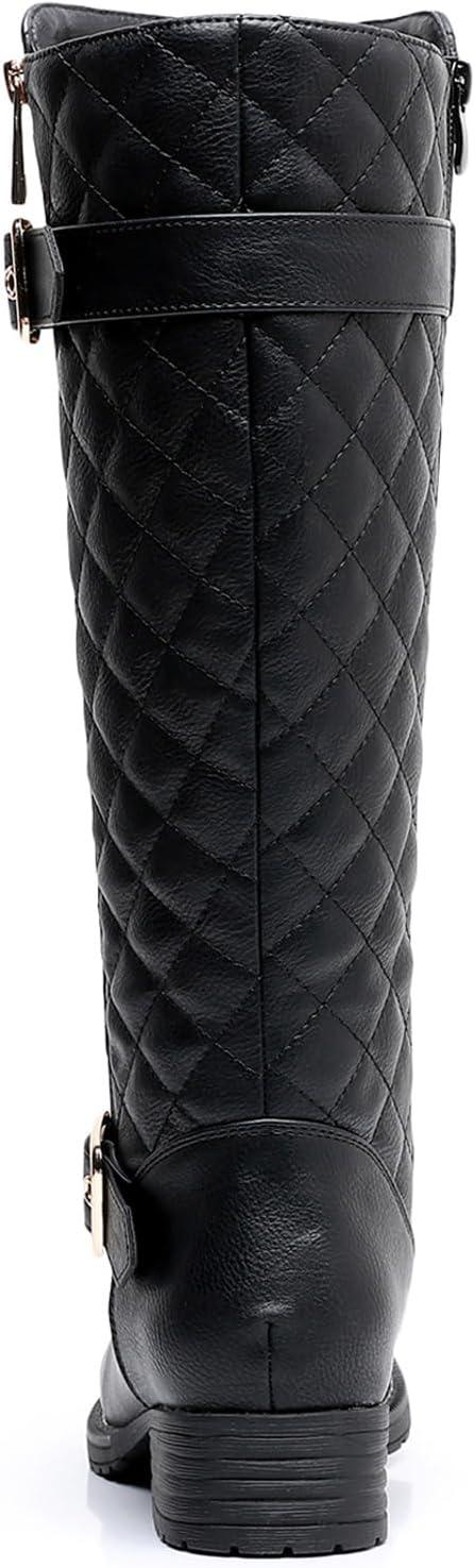 imageGLOBALWIN Womens Quilted Knee High Boots Low Heel Comfortable Fashion Dressy Riding Boots For Women19yy03black